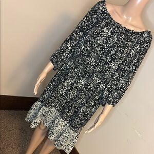Casual Black and White Tiered Midi Sundress